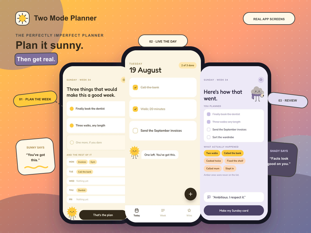 Two Mode Planner mobile app screens